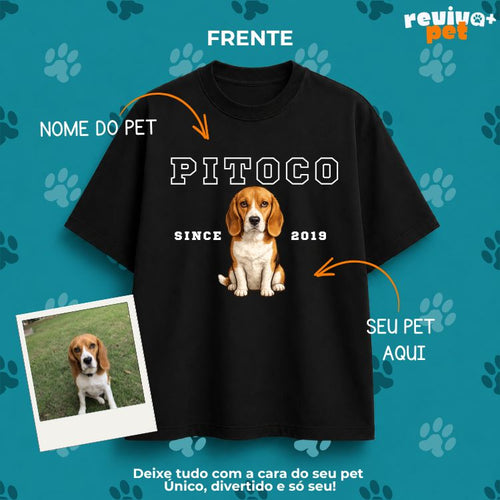 PetSince® – Oversized Premium Unissex 100% Algodão Personalizada com Foto do Pet
