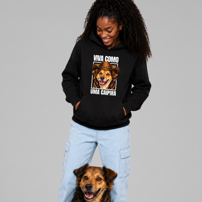 PetCountry® – Moletom Canguru Unissex Personalizado com Foto do Pet