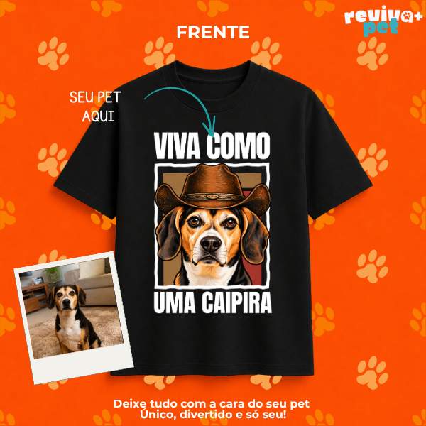 PetCountry® – Camiseta Basic Premium Unissex 100% Algodão Personalizada com Foto do Pet