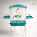 Viveiro Mansão das Aves + Brindes (1 Bebedouro Plástico, 2 Comedouros com Abas e 1 Poleiro de Argolas)