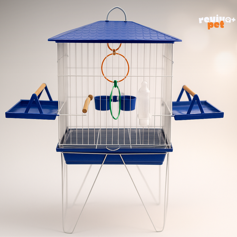 Viveiro Mansão das Aves + Brindes (1 Bebedouro Plástico, 2 Comedouros com Abas e 1 Poleiro de Argolas)