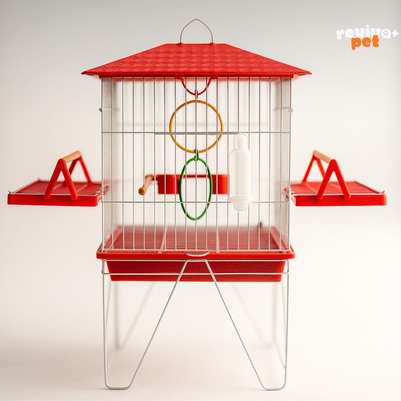 Viveiro Mansão das Aves + Brindes (1 Bebedouro Plástico, 2 Comedouros com Abas e 1 Poleiro de Argolas)