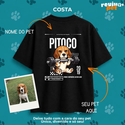 PetGym® – Oversized Premium Unissex 100% Algodão Personalizada com Foto do Pet