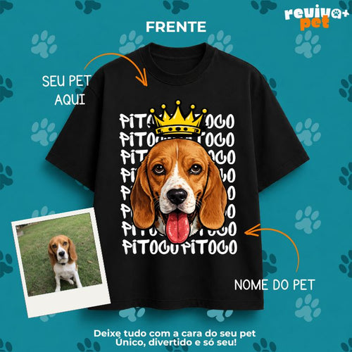 PetKing® – Oversized Premium Unissex 100% Algodão Personalizada com Foto do Pet