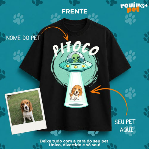 AbdutionPet® – Oversized Premium Unissex 100% Algodão Personalizada com Foto do Pet