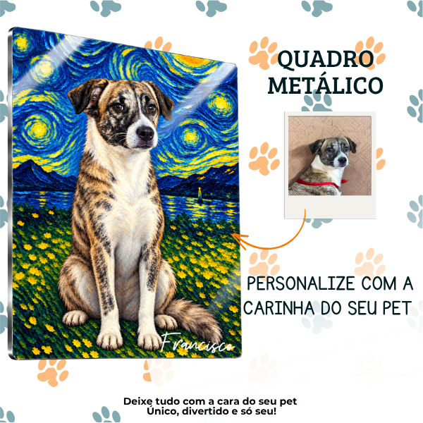 Pet Gogh® – Quadro Metálico Personalizado com Foto do Pet